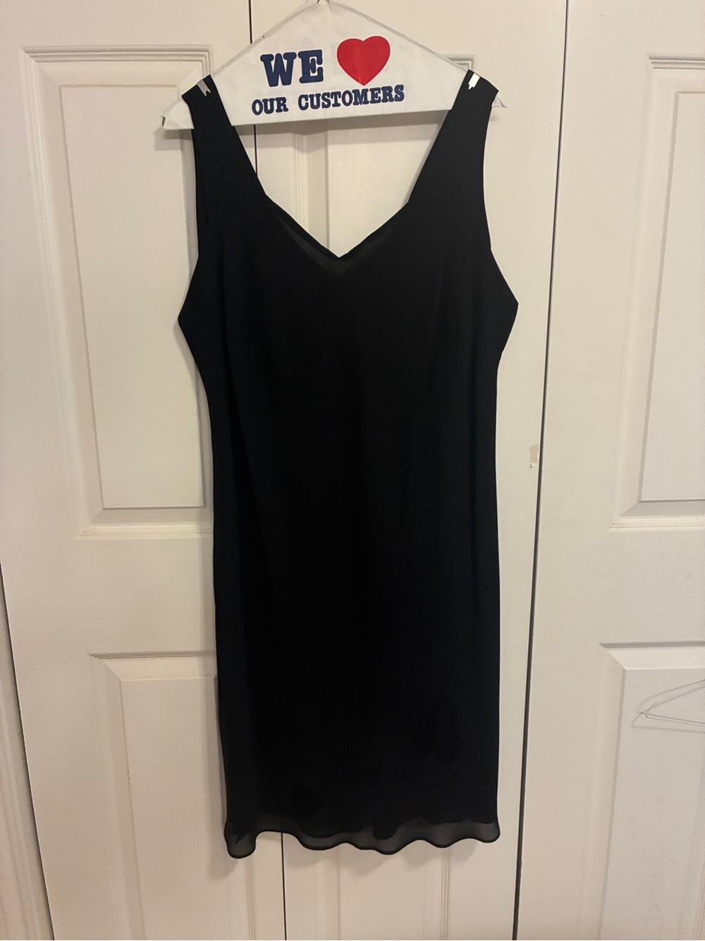Women's Black V-Neck Midi Slip Dress
